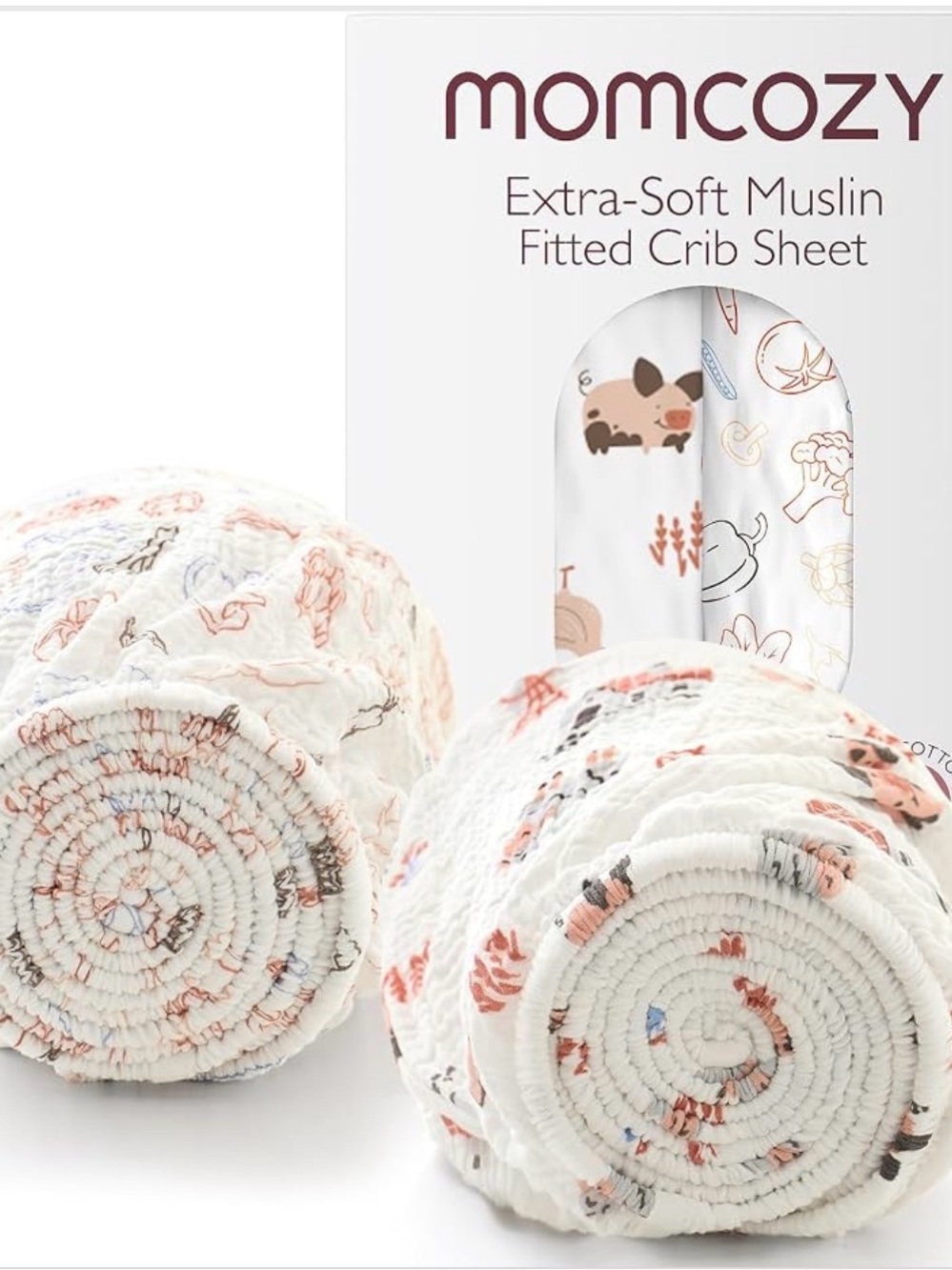 Momcozy Muslin Mini Crib Sheets Fitted - for Pack and Play 100% Cotton
